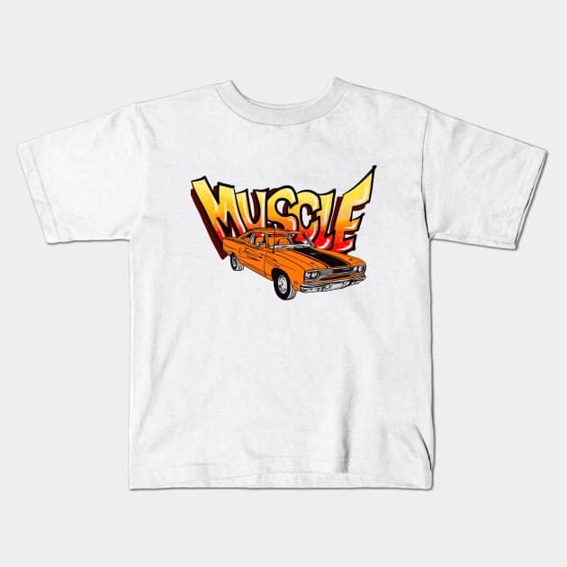 Road Runner GTX Muscle Car Design Kids T-Shirt by russodesign